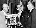 President Dwight Eisenhower (Kansas), Governor Mike Stepovich and Interior Secretary Fred Seaton (Nebraska)