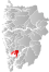 Bjørnafjorden markert med rødt på fylkeskartet