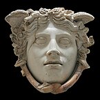 Fig. 19. "Beautiful" gorgoneion, with small head wings and two snakes twined under her chin; the Medusa Rondanini, Munich, Staatliche Antikensammlungen GL 252 (first-second century AD, Roman copy of a Greek original?)[89]