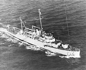 USS Kleinsmith (APD-134) underway off Guantanamo Bay, Cuba, c. 1948-49.