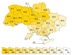 Habitantes por óblast que reconoce el ucraniano como su lengua materna
