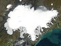 Imagen de satélite del Vatnajökull en Islandia.