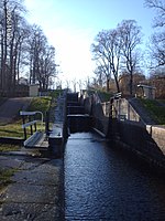 Borenshults slusstrappa, sedd i två riktningar.