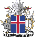 Escudo de Islandia es la única nación que cuenta con 4 soportes. Cada uno representa un protector y una dirección intercardinal. El toro es el protector del noroeste de Islandia. El águila o grifo es el protector del noreste de Islandia. El dragón es el protector del sureste de Islandia. El gigante de las rocas es el protector del suroeste de Islandia.