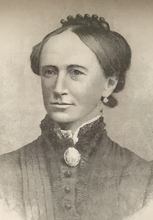 Black-and-white portrait of woman from mid-19th century