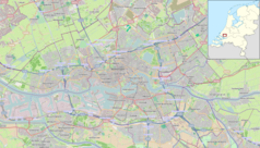 Mapa konturowa Rotterdamu, blisko centrum na lewo znajduje się punkt z opisem „Het Kasteel”