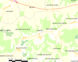Mapa obce Chervey