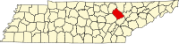 Locatie van Morgan County in Tennessee