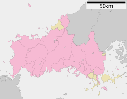 Kaart van de prefectuur Yamaguchi