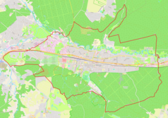 Mapa konturowa Wejherowa, w centrum znajduje się punkt z opisem „Plac Jakuba Wejhera”