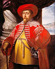 Gustavus Adolphus dalam kot merah dipanggil delia, dari 1631 atau 1632