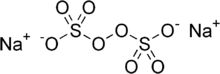 Two sodium cations and one peroxodisulphate anion