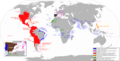 The Spanish Empire and its possessions at different times in history.