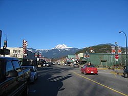 Cleveland Avenue in Squamish with Mount Garibaldi looming in the background