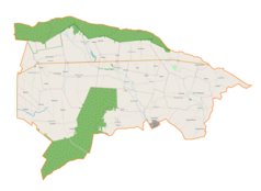 Mapa konturowa gminy Baćkowice, po lewej nieco u góry znajduje się punkt z opisem „Piórków”