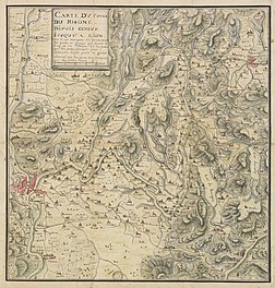 Carte de 1787 décrivant le cours du Rhône entre Genève et Lyon. (définition réelle 6 091 × 6 322)