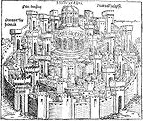 El Templu de Salomón en Xerusalén. Xilografía de Hatmann Schedel, 1493