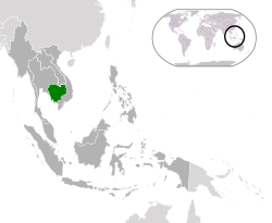 Location of Kambodiya (green) in ASEAN (dark grey)  –  [Legend]