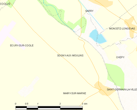 Mapa obce Sogny-aux-Moulins