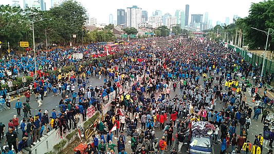 Manifestacio en Jakarta dum 2019 indoneziaj protestoj kaj tumultoj