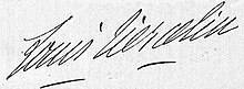 Signatur in schwarzer Schrift auf weißem Untergrund in Längstform.