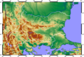 Topographic map of Bulgaria, blank without dots