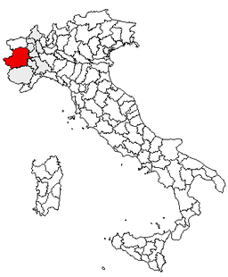 Karta över Italien med Provincia di Torino markerat
