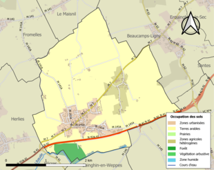 Carte en couleurs présentant l'occupation des sols.