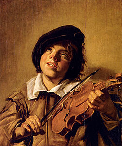 Garçon jouant du violon, attribué aujourd'hui à l'école de Judith Leyster et Frans Hals.