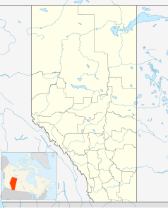 Mapa konturowa Alberty, na dole znajduje się punkt z opisem „YYC”