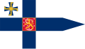 Bandera del presidente de Finlandia; incluye la Cruz de la Libertad de 3.ª clase en el cantón.