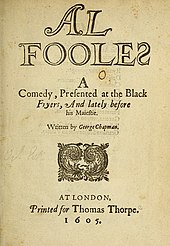 Title page of the first edition of All Fools (1605)