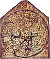 Hereford Mappa mundi où Jérusalem est surmontée d'une croix, 1280