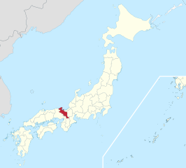 Kaart van Japan met Kyoto gemarkeerd