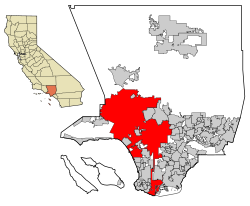 洛杉矶在加利福尼亚州洛杉矶县中的位置