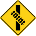 W10-12R Skewed crossing ahead