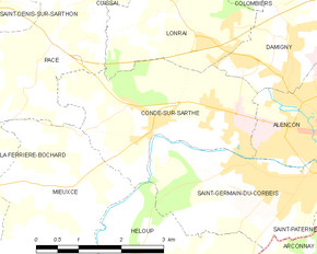Poziția localității Condé-sur-Sarthe