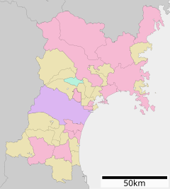 宮城県仙台第三高等学校の位置（宮城県内）