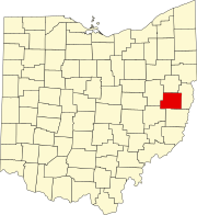 Map of Ohio highlighting Harrison County