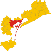 Ligging van die grootstad (voorheen provinsie) Venesië (Città Metropolitana di Venezia) met 'n oppervlakte van 2 472,91 km2 en 'n bevolking van sowat 854 000