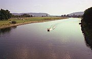 Southern view of the River Weser from the road bridge at Minden in 1977