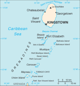 Kaart van Saint Vincent en de Grenadines