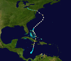 A Sandy hurrikán pályája 2012. október 19-től