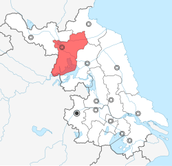 Suqianin sijainti Kiinan Jiangsuin maakunnassa