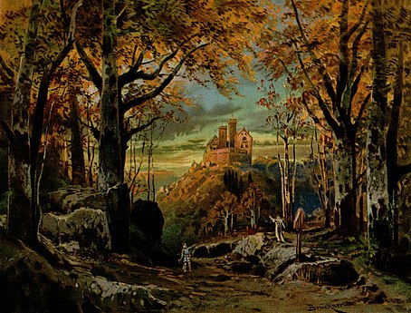 Set design for Act V of Richard Wagner's Tannhäuser by Max and Gotthold Brückner, restored by Adam Cuerden