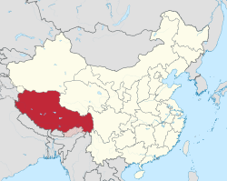 Tibetas atrašanās vieta Ķīnā
