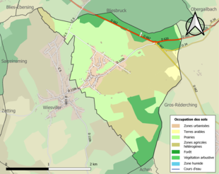 Carte en couleurs présentant l'occupation des sols.