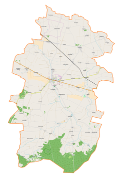 Mapa konturowa gminy Błaszki, w centrum znajduje się punkt z opisem „Błaszki”