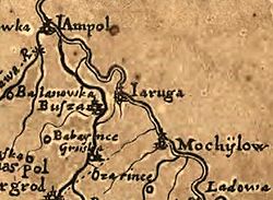 Beauplan's 1648 map showing the Yaruha area