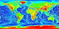 Mappa che mostra la topografia subacquea (batimetria) del fondale oceanico. Come il terreno terrestre, il fondo dell'oceano ha montagne tra cui vulcani, creste, valli e pianure.